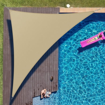 ColourTree 5' x 8' x 9.4' Sand Right Triangle Sun Shade Sail Canopy Mesh Fabric UV Block & Water Air Permeable - Commercial Heavy Duty - 190 GSM - 3 Years Warranty - Custom Make