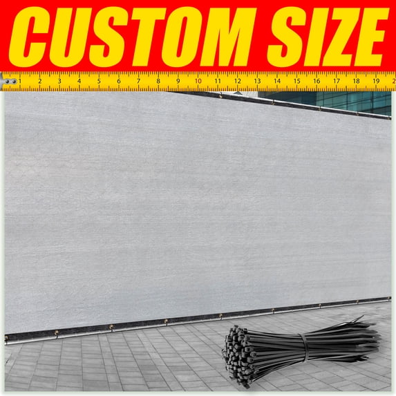 ColourTree 6' x 38' Grey Fence Privacy Screen Windscreen Shade Fabric Cloth HDPE, 90% Visibility Blockage, with Grommets, Heavy Duty Commercial Grade, Cable Zip Ties Included - Custom Avalible