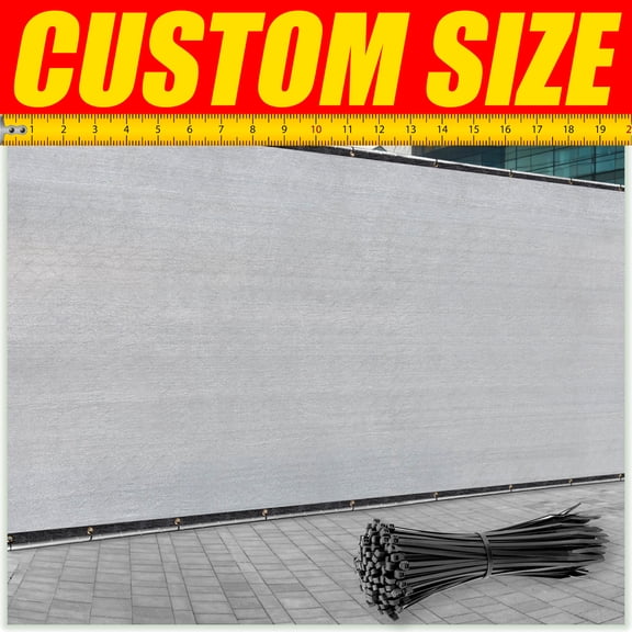 ColourTree 6' x 56' Grey Fence Privacy Screen Windscreen Shade Fabric Cloth HDPE, 90% Visibility Blockage, with Grommets, Heavy Duty Commercial Grade, Cable Zip Ties Included - Custom Avalible