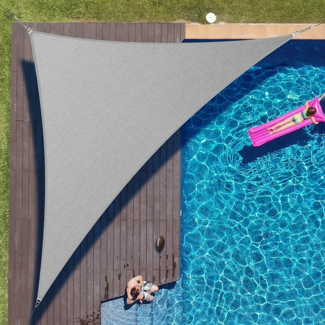 ColourTree 7' x 11' x 13' Gray Right Triangle Sun Shade Sail Canopy Mesh Fabric UV Block & Water Air Permeable - Commercial Heavy Duty - 190 GSM - 3 Years Warranty - Custom Make