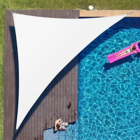 ColourTree 7' x 14' x 15.7' White Right Triangle Sun Shade Sail Canopy Mesh Fabric UV Block & Water Air Permeable - Commercial Heavy Duty - 190 GSM - 3 Years Warranty - Custom Make