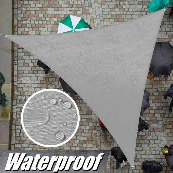 ColourTree 8' x 11' x 13.6' Custom Size Grey Triangle Waterproof Sun Shade Sail Canopy Awning Shelter, 95% UV Blockage Water Resistant, Outdoor Patio Garden Carport (We Customize Size)