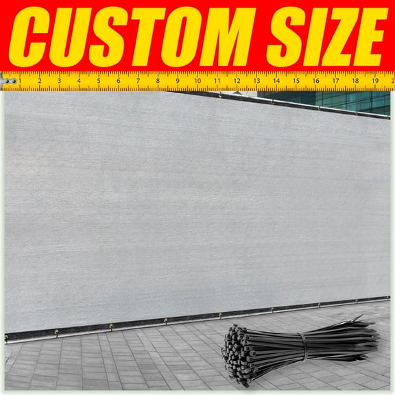 ColourTree 8' x 18' Grey Fence Privacy Screen Windscreen Cover Shade Fabric Cloth, 90% Visibility Blockage, with Grommets, Heavy Duty Commercial Grade, Zip Ties Included - (We Make Custom Size)