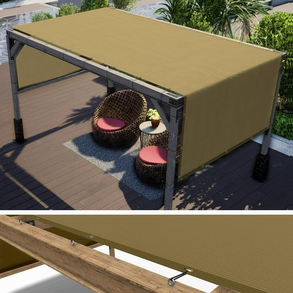 ColourTree 8' x 29' Sand Beige Pergola Sun Shade Canopy Replacement Cover UPF50, Commercial Grade 260 GSM Cloth for Outdoor Patio, Garden, Deck, Backyard (We Make Custom Size)