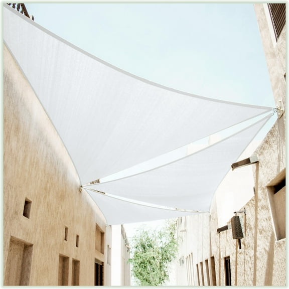 ColourTree 8' x 8' x 8' White Triangle Sun Shade Sail Canopy - Mesh Fabric, UV Block