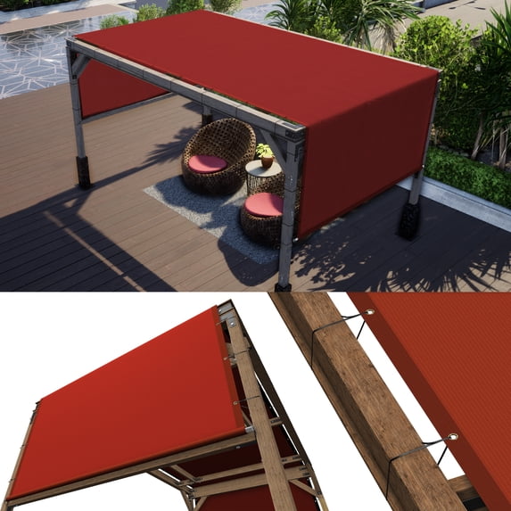 ColourTree 9' W x 13' L Red Pergola Sun Shade Canopy Replacement Cover, Commercial Grade 260 GSM Cloth for Outdoor Patio, Includes Stainless Steel Weighted Rods (We Make Custom Size)