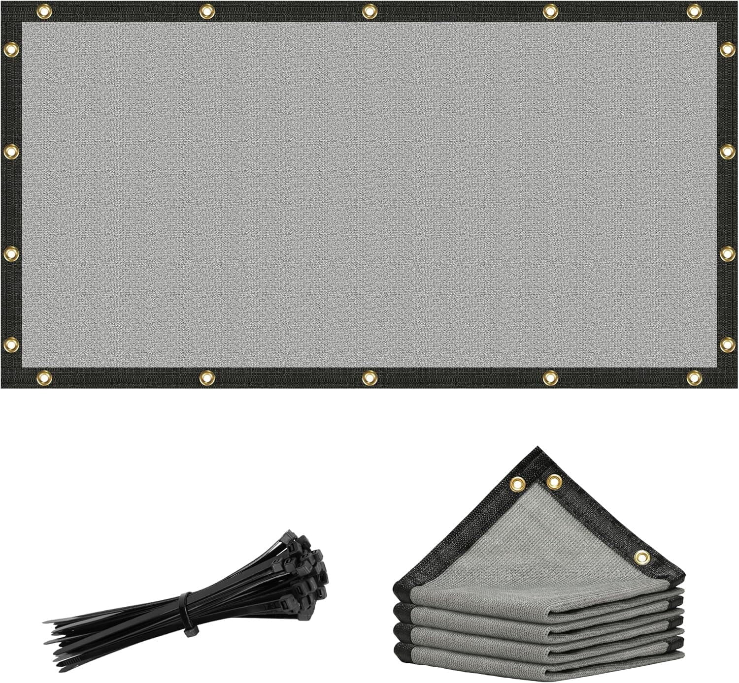 ColourTree 90% 2' x 13' Grey Custom Size Shade Cloth/ Privacy Screen with Grommets for Pergola, Outdoor, Patio, Garden Fence, Apartments Railing, Dog Kennel Cover Canopy （We Make Custom Size )