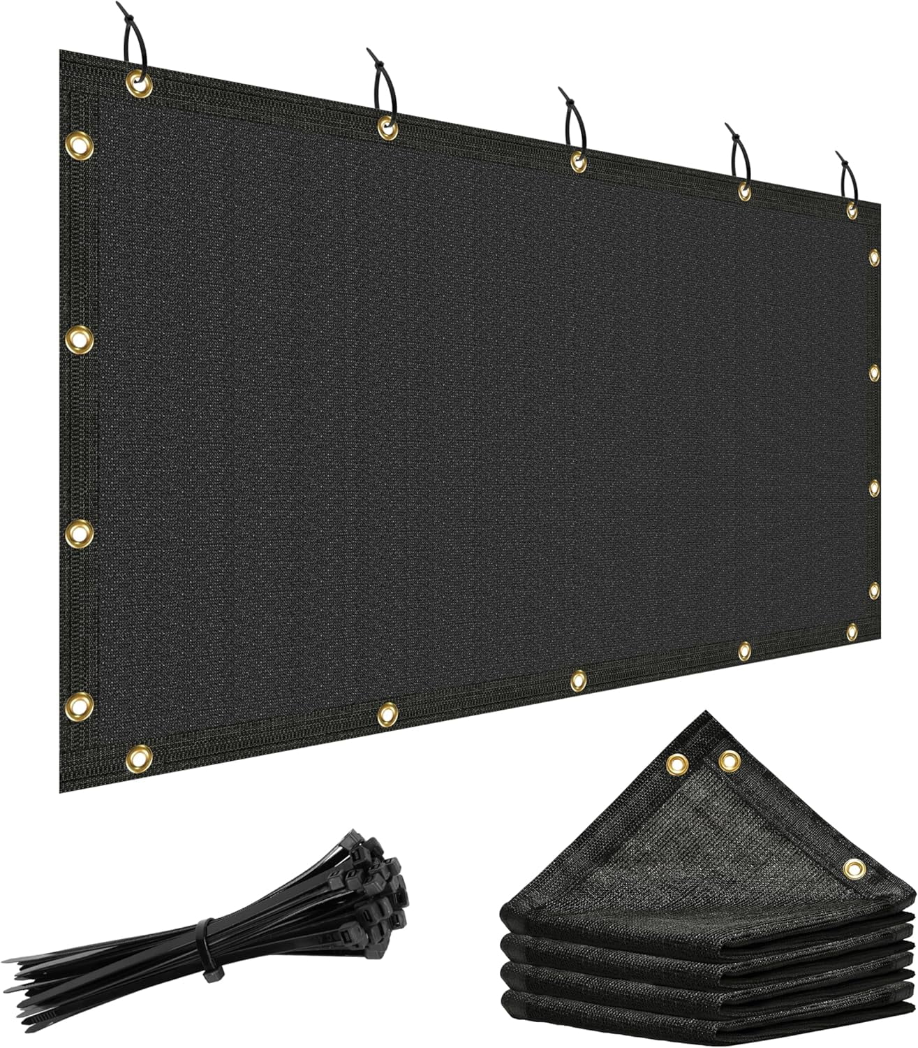 ColourTree 90% 3' x 3' Black Custom Size Shade Cloth/ Privacy Screen with Grommets for Pergola, Outdoor, Patio, Garden Fence, Apartments Railing, Dog Kennel Cover Canopy （We Make Custom Size )