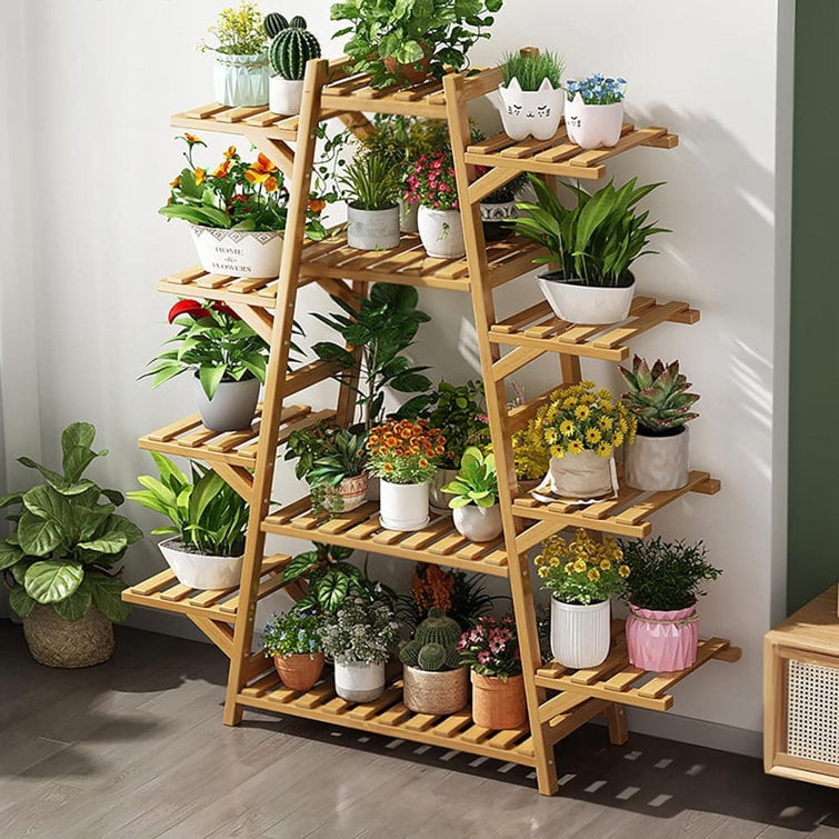 ColourTree Bamboo A-Frame Plant Shelf Stand 12 Tier for Indoor and