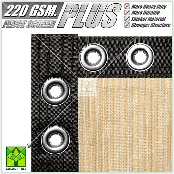 ColourTree Beige 4' x 50' Plus Extra Heavy Duty Fence Screen Privacy Screen - Commercial Grade 220 GSM - Heavy Duty - 3 Years Warranty