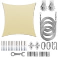 thumbnail image 1 of ColourTree Beige Rectangle Sun Shade Sail Canopy with Hardware Kit Winch Set - UV Block, Water Permeable, Heavy-Duty Outdoor Awning for Patio, Garden, Yard, 1 of 11