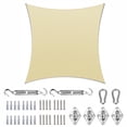 thumbnail image 1 of ColourTree Beige Rectangle Sun Shade Sail Canopy with Hardware Kit - UV Block, Water Permeable, Heavy-Duty Outdoor Awning for Patio, Garden, Yard, 1 of 10