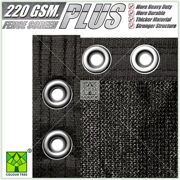 ColourTree Black 4' x 50' Plus Extra Heavy Duty Fence Screen Privacy Screen - Commercial Grade 220 GSM - Heavy Duty - 3 Years Warranty