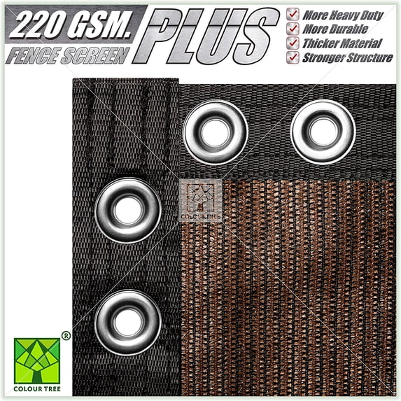 ColourTree Brown 8' x 50' Plus Extra Heavy Duty Fence Screen Privacy Screen - Commercial Grade 220 GSM - Heavy Duty - 3 Years Warranty