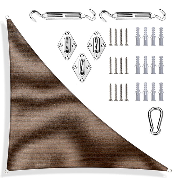 ColourTree Brown Triangle Sun Shade Sail Canopy with Hardware Kit - UV Block, Water Permeable, Heavy-Duty Outdoor Awning for Patio, Garden, Yard