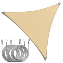 ColourTree Commercial Grade Triangle Super Ring Sun Shade Sail, 12 ft. & Heavy Duty Cables Included - 260GSM UPF 50  Fabric for Patio, Deck & Yard