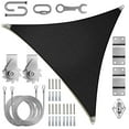 thumbnail image 1 of ColourTree Commercial Standard Heavy Duty Super Ring Sun Shade Sail - Triangle Canopy with 260GSM Fabric & Winch Hardware Kit, 1 of 10