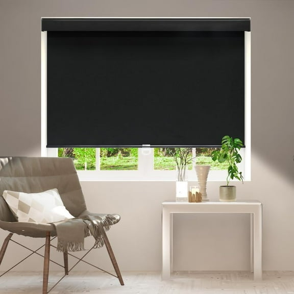 ColourTree Cordless Blackout Roller Shades Blinds for Windows, Room Darkening with Thermal Insulated Fabric, UV Protection+, Easy Pull-Down System, Fit for Home, Office (34" W x 72" H, Black)