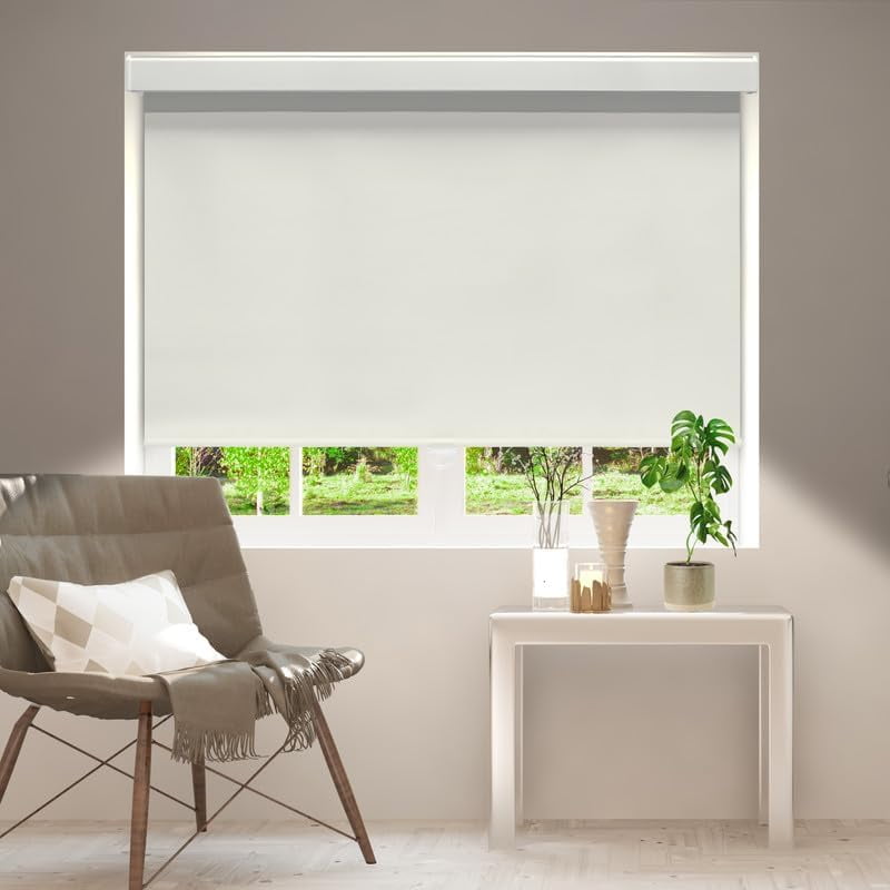 ColourTree Cordless Blackout Roller Shades Blinds for Windows, Room Darkening with Thermal Insulated Fabric, UV Protection+, Easy Pull-Down System, Fit for Home, Office (42" W x 72" H, Light Beige)