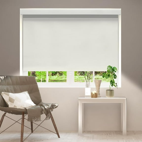ColourTree Cordless Blackout Roller Shades Blinds for Windows, Room Darkening with Thermal Insulated Fabric, UV Protection+, Easy Pull-Down System, Fit for Home, Office (58" W x 72" H, Light Beige)