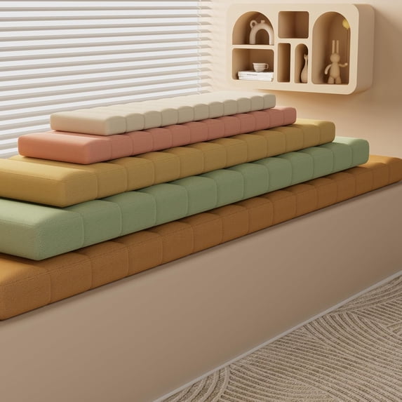 ColourTree Custom Size Bench Cushion for Indoor/Outdoor Furniture, Circle Fleece Anti-Pet Scratch Bay Window Cushion, Premium 70D Foam (Custom Sizes/Colors/Thickness Available) (3.8 Inch Thick)