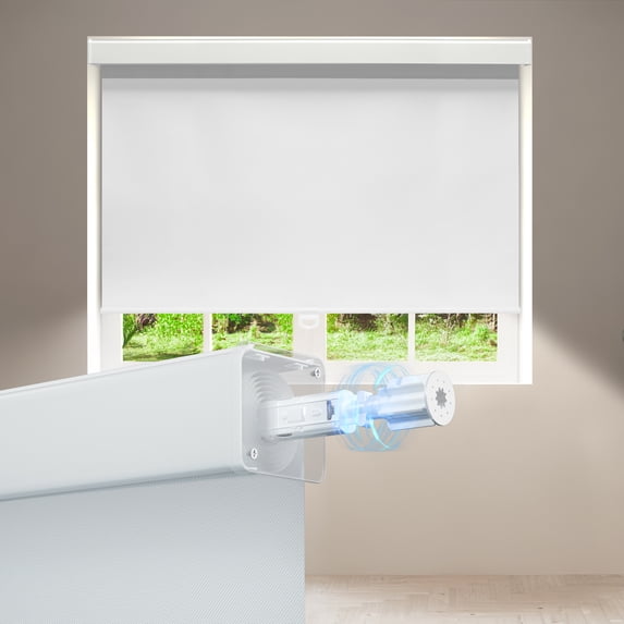 ColourTree Customized Blackout Blinds Free-Stop Cordless Roller Shades Thermal-Insulated Window Blind, Easy Install Room Darkening Shades for Home, Office, Bedroom (White, 7'' W x 72'' H)