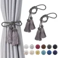 thumbnail image 1 of ColourTree Dark Gray 2PCS Curtain Tiebacks Handmade Decorative Curtain Holdbacks Rope with Tassel, 1 of 5