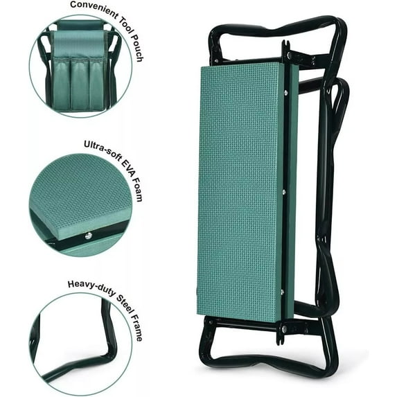 ColourTree Folding Kneeler Seat with Tool Bags and EVA Foam Pad