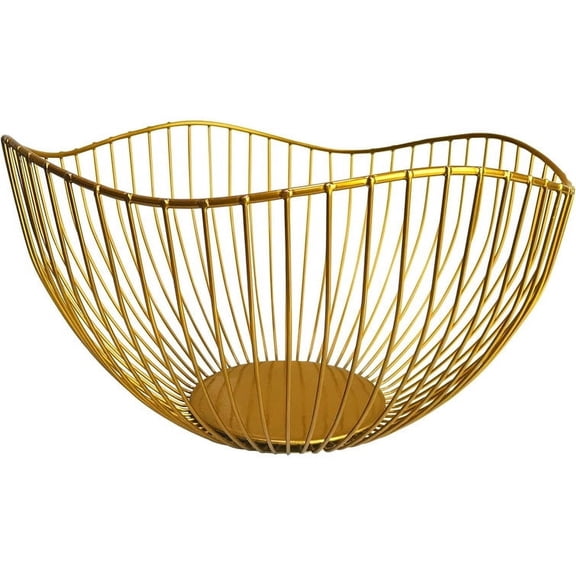 ColourTree Gold Fruit Basket for Kitchen Serving Bowl