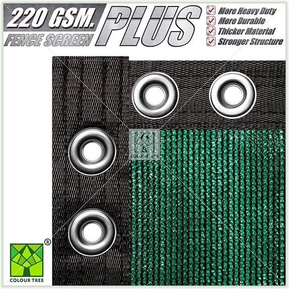 ColourTree Green 8' x 50' Plus Extra Heavy Duty Fence Screen Privacy Screen - Commercial Grade 220 GSM - Heavy Duty - 3 Years Warranty