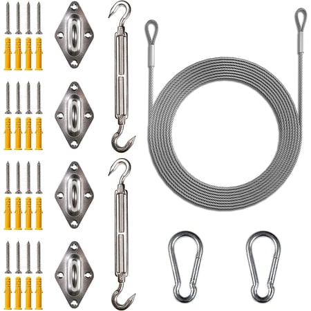 ColourTree Hardware Kit Set for Rectangle/Square Sun Shade Sails Canopy, Easy-Tensioning, 316 Military-Grade Stainless Steel(10 Inch Hardware Kit + Cables)