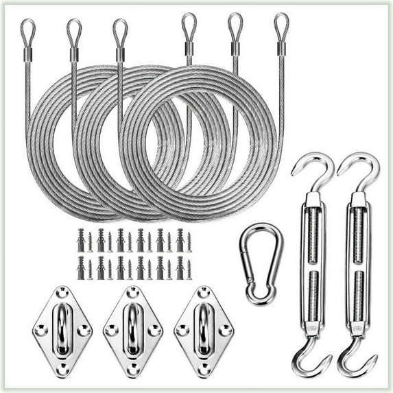 Colour Tree Hardware Kit Set for Triangle Sun Shade Sails, Easy-Tensioning
