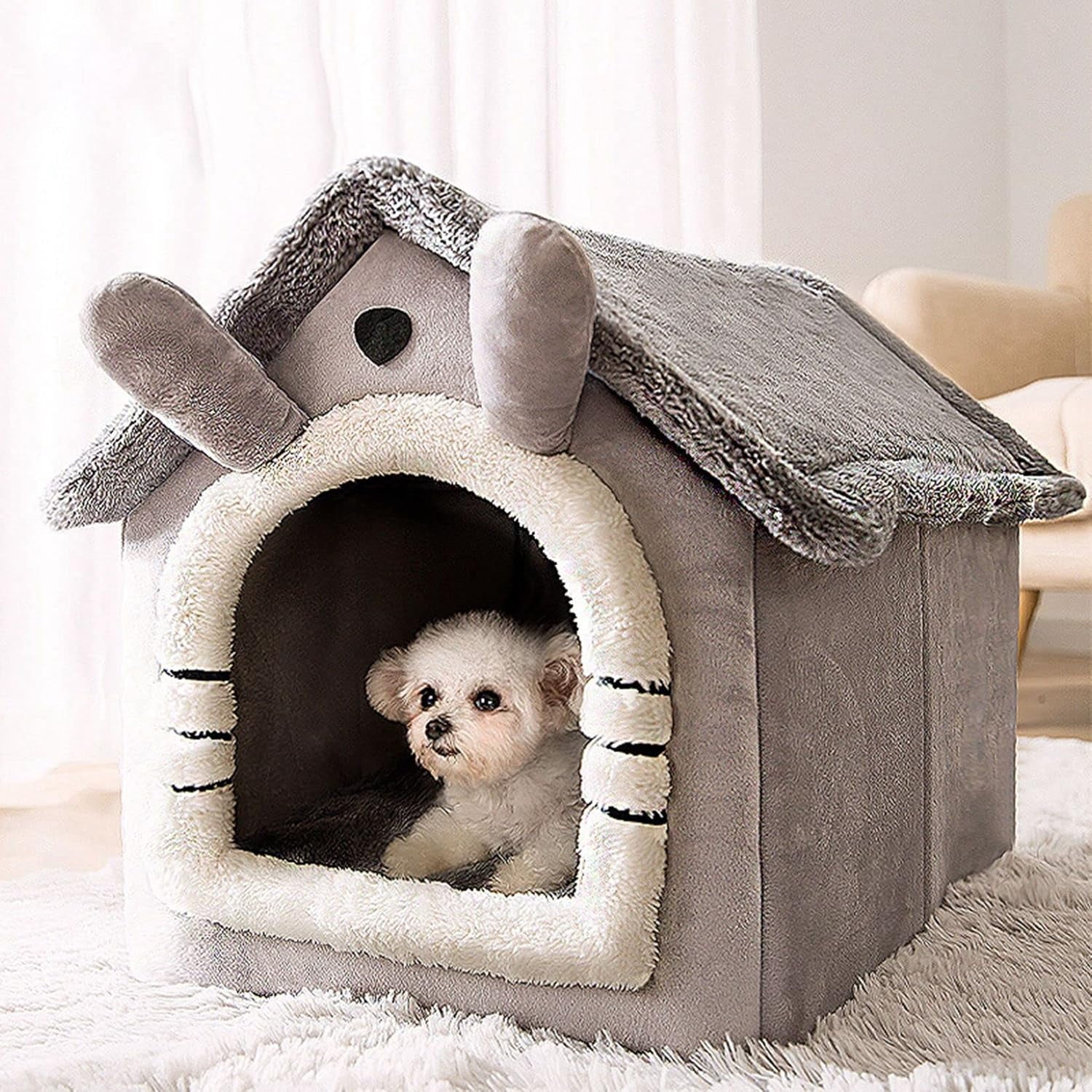 ColourTree Indoor Warm Dog House Soft Pet Bed Tent House Dog Kennel Cat Bed with Removable Cushion Suitable Large Pets
