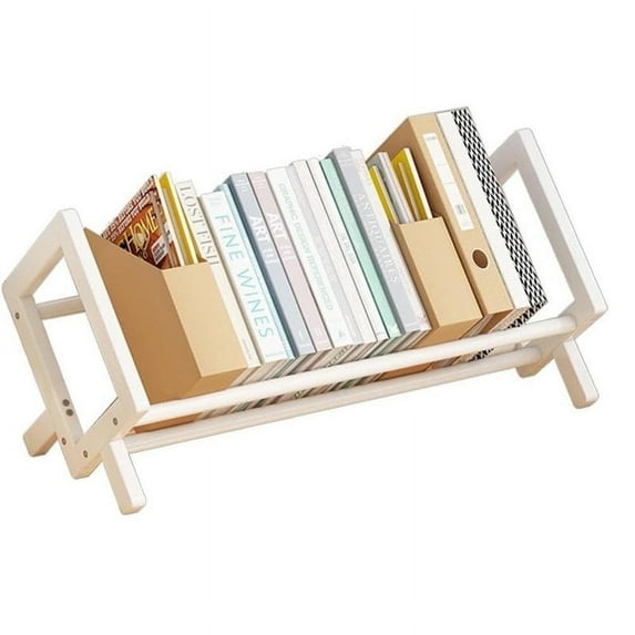 ColourTree L15.75"x W8.3" x D5.7" White Desktop Bamboo Book Shelf Organizer Bookshelves Storage Rack