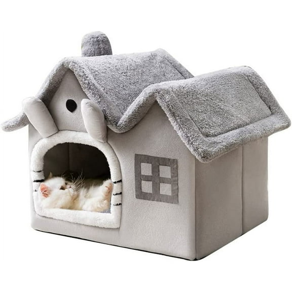 ColourTree Large Luxury Double Roof Indoor Dog House Cat Nest,Foldable Warm Soft Kennel,30D High Elastic Memory Sponge,Removable Cushion and Non-Slip Bottom