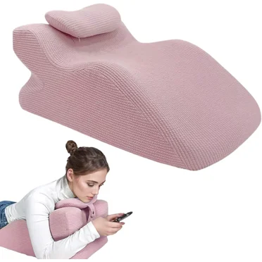 ColourTree Pink Adult Ergonomic Memory Foam Bed Triangle Wedge Pillow Headboard with Face Down Massage Prone Pillow Function for Reading, with Washable Cover