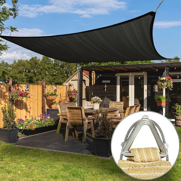 ColourTree Pro Ring 13' x 14' Black Customized Size Sun Shade Sail,Commercial Grade UPF50 Canopy Structure, Reinforced Corners & Edges, 260 GSM Fabric Heavy Duty -3 Years Warranty