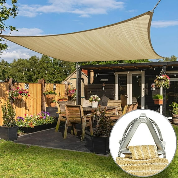 ColourTree Pro Ring 14' x 43' Beige Customized Size Sun Shade Sail,Commercial Grade UPF50 Canopy Structure, Reinforced Corners & Edges, 260 GSM Fabric Heavy Duty -3 Years Warranty