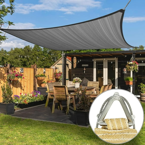 ColourTree Pro Ring 27' x 29' Grey Customized Size Sun Shade Sail,Commercial Grade UPF50 Canopy Structure, Reinforced Corners & Edges, 260 GSM Fabric Heavy Duty -3 Years Warranty