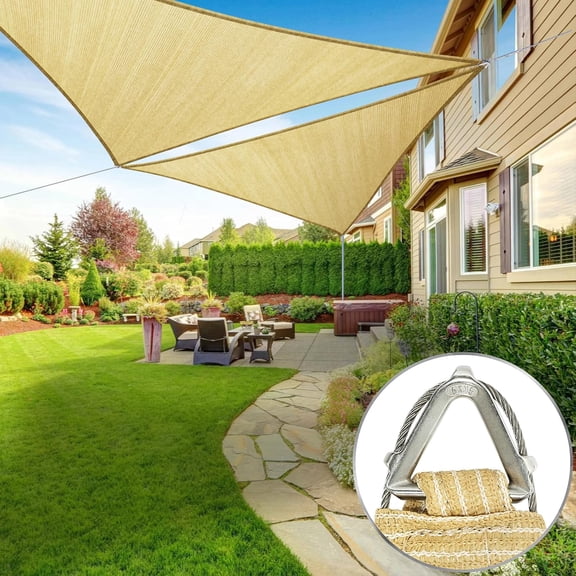 ColourTree Pro Ring 4' x 4' x 4' Beige Triangle Customized Size Sun Shade Sail,Commercial Grade Canopy, Reinforced Corners & Edges, 260 GSM Fabric Heavy Duty -3 Years Warranty