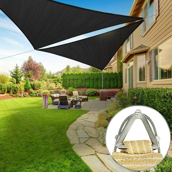 ColourTree Pro Ring 5' x 5' x 5' Black Triangle Customized Size Sun Shade Sail,Commercial Grade Canopy, Reinforced Corners & Edges, 260 GSM Fabric Heavy Duty -3 Years Warranty