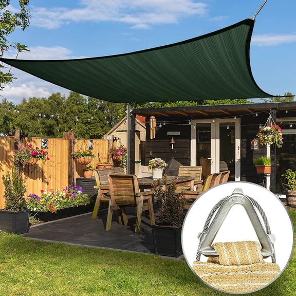 ColourTree Pro Ring 7' x 12' Green Customized Size Sun Shade Sail,Commercial Grade UPF50 Canopy Structure, Reinforced Corners & Edges, 260 GSM Fabric Heavy Duty -3 Years Warranty