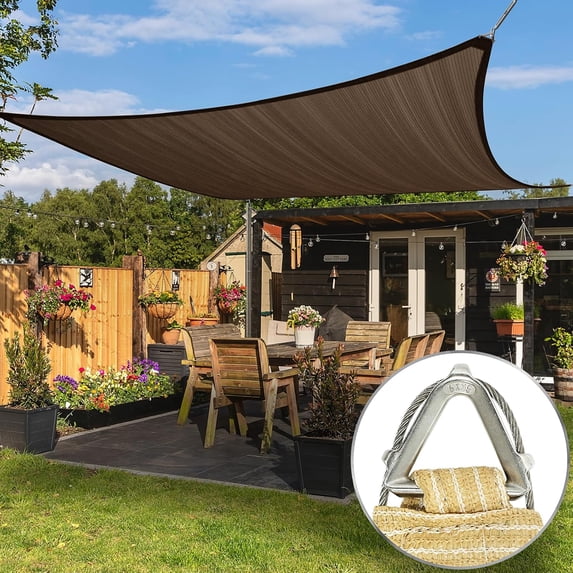 ColourTree Pro Ring 7' x 35' Brown Customized Size Sun Shade Sail,Commercial Grade UPF50 Canopy Structure, Reinforced Corners & Edges, 260 GSM Fabric Heavy Duty -3 Years Warranty