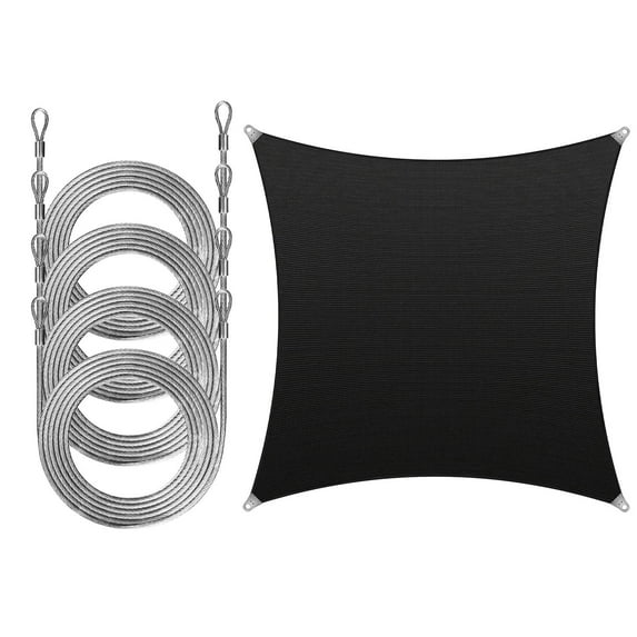 ColourTree Rectangle Super Ring Sun Shade Sail Canopy Awning Shades With 12 Feet Stainless Steel Wire Cable Rope Cable 4 PCS Set for Patio - Commercial Standard Heavy Duty - 260 GSM
