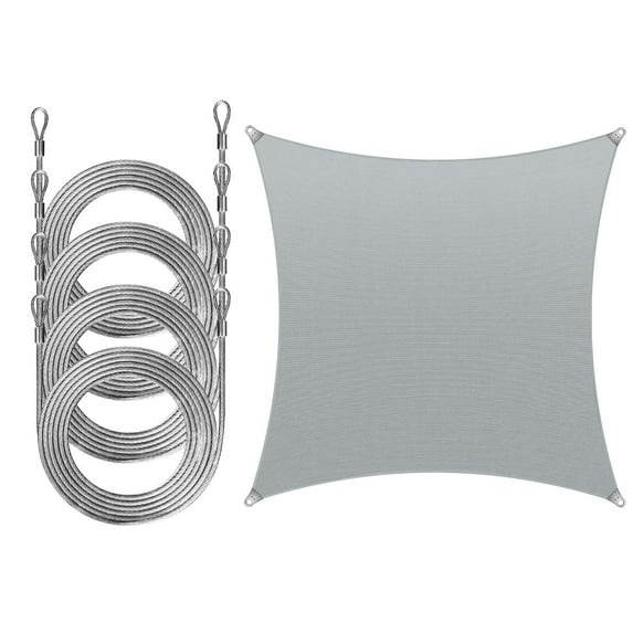 ColourTree Rectangle Super Ring Sun Shade Sail Canopy Awning Shades With 12 Feet Stainless Steel Wire Cable Rope Cable 4 PCS Set for Patio - Commercial Standard Heavy Duty - 260 GSM