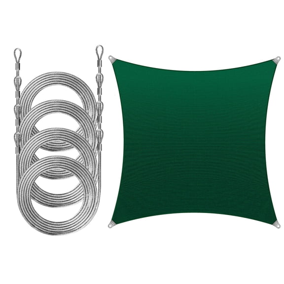 ColourTree Rectangle Super Ring Sun Shade Sail Canopy Awning Shades With 12 Feet Stainless Steel Wire Cable Rope Cable 4 PCS Set for Patio - Commercial Standard Heavy Duty - 260 GSM