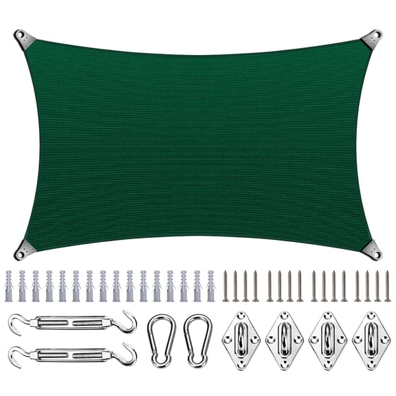 ColourTree Rectangle Super Ring Sun Shade Sail Canopy Structure, Super Durable Heavy Duty, Reinforced Corners, Edges & 260 GSM Permeable Fabric With 10 Inch Hardware Kit 