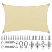 ColourTree Rectangle Super Ring Sun Shade Sail Canopy Structure, Super Durable Heavy Duty, Reinforced Corners, Edges & 260 GSM Permeable Fabric With 10 Inch Hardware Kit 