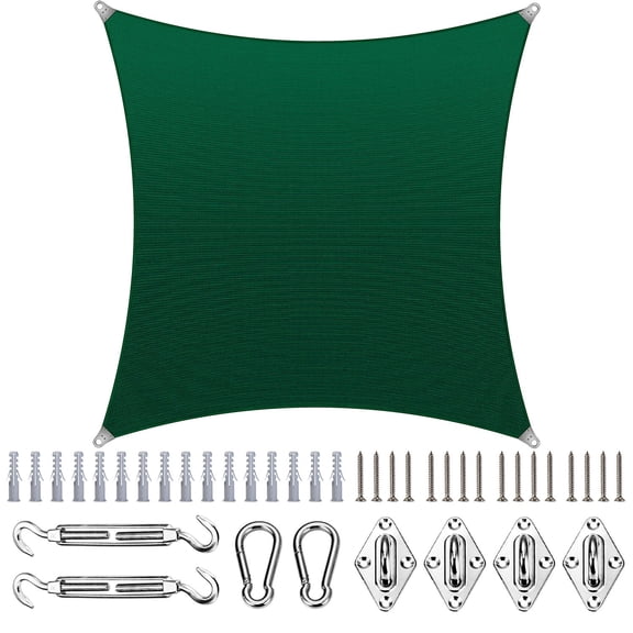 ColourTree Rectangle Super Ring Sun Shade Sail Canopy Structure, Super Durable Heavy Duty, Reinforced Corners, Edges & 260 GSM Permeable Fabric With 10 Inch Hardware Kit 