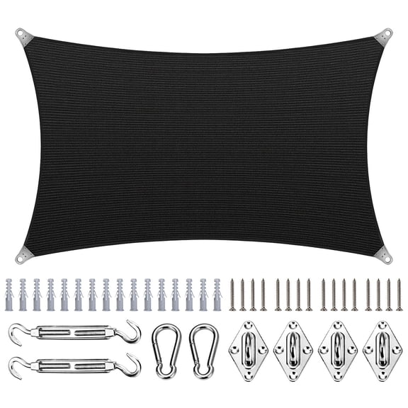 ColourTree Rectangle Super Ring Sun Shade Sail Canopy Structure, Super Durable Heavy Duty, Reinforced Corners, Edges & 260 GSM Permeable Fabric With 10 Inch Hardware Kit 